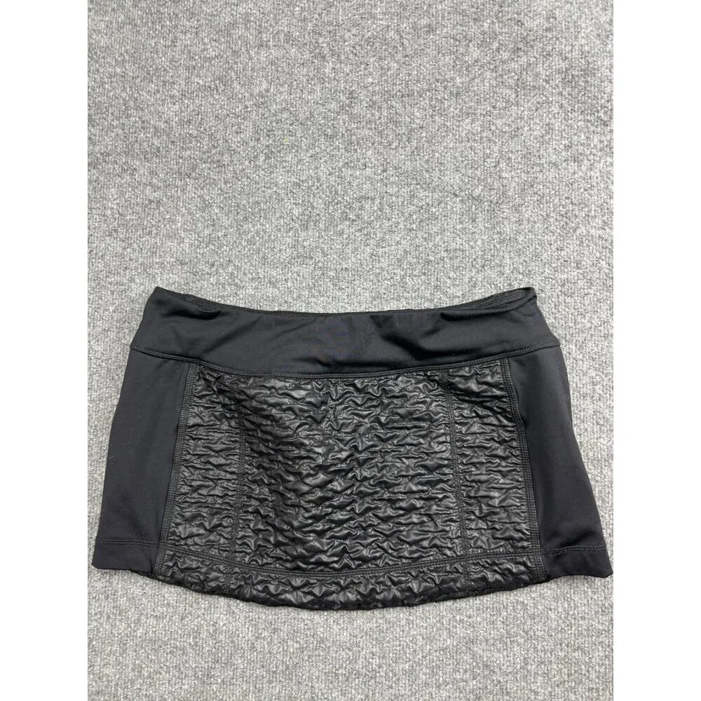 Zella Skirt Womens Large Black Quilted Athletic Running Pull On Zip Pocket Gym